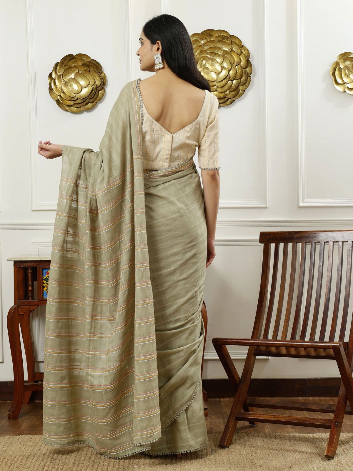 Sage Saga- cotton saree with blouse