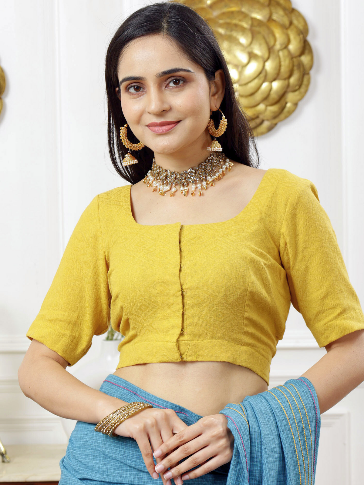 Nilgiri blue cotton saree with blouse