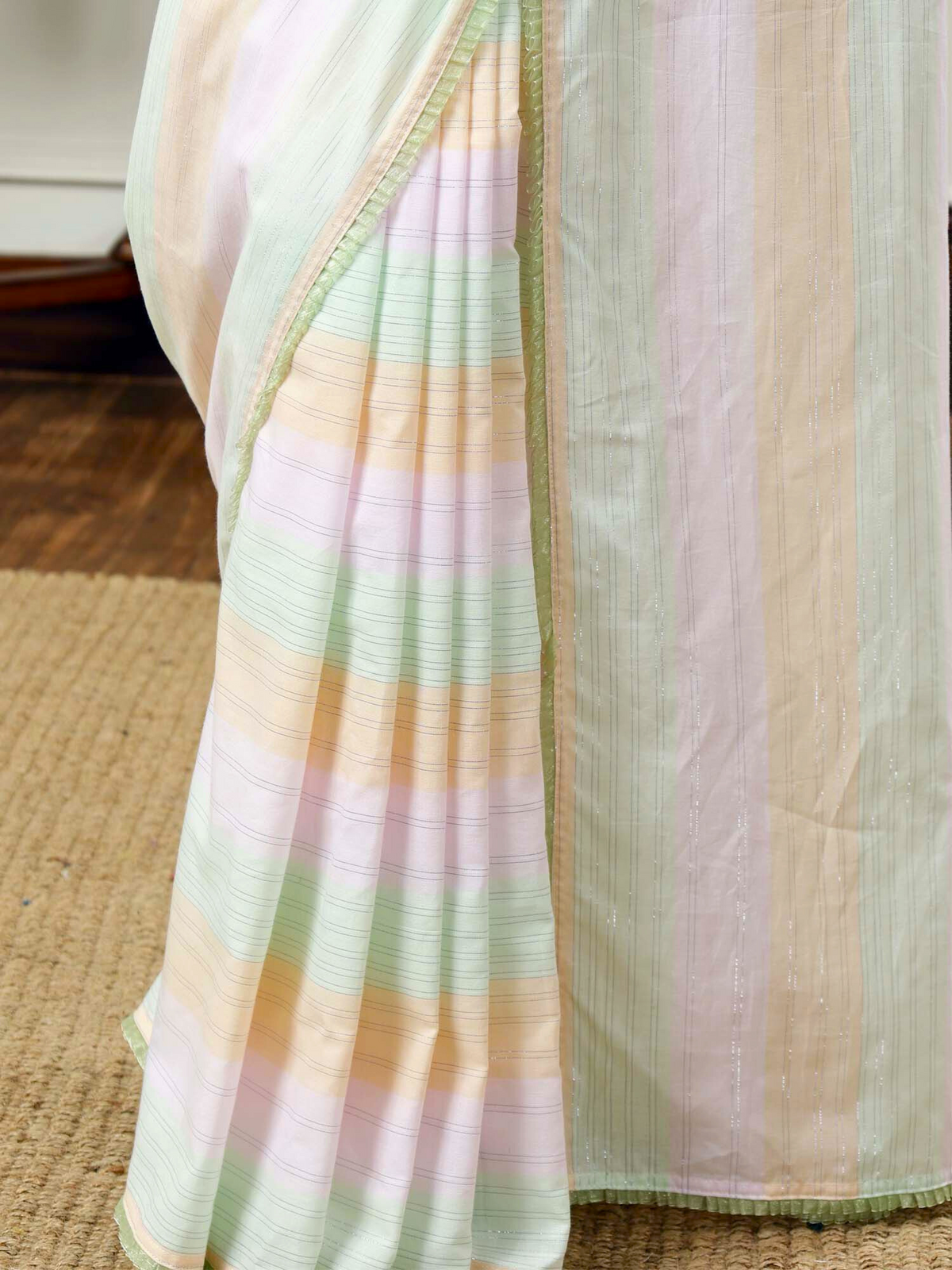 Bharti- striped cotton saree with blouse