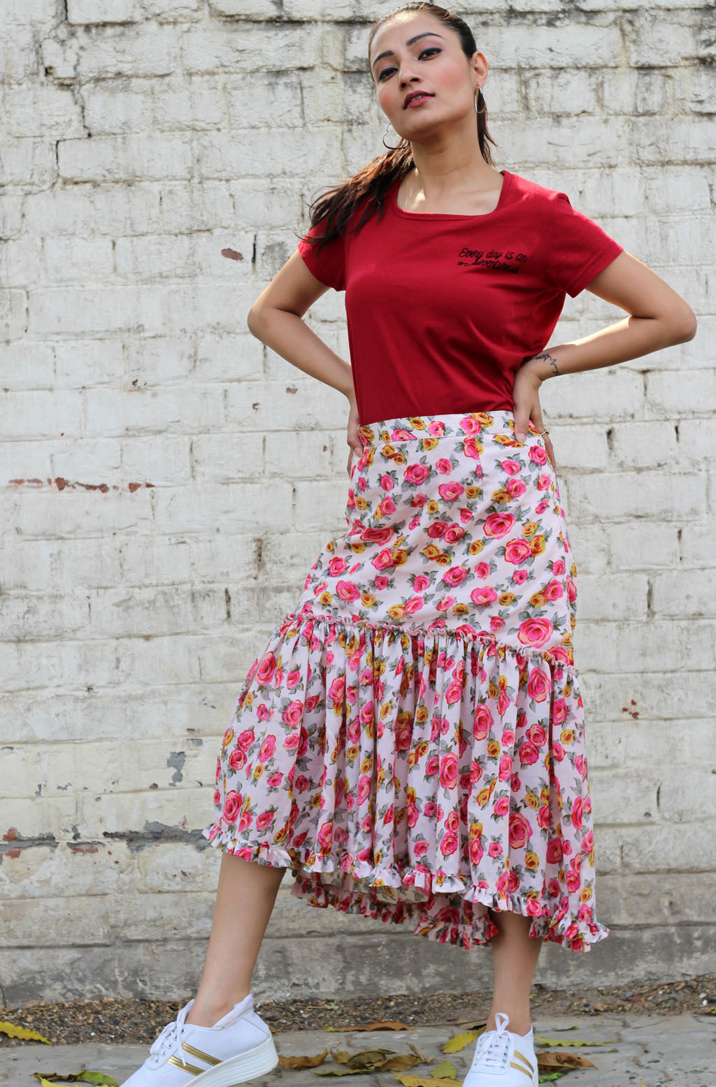 Fiorella Floral Printed Cotton Skirt