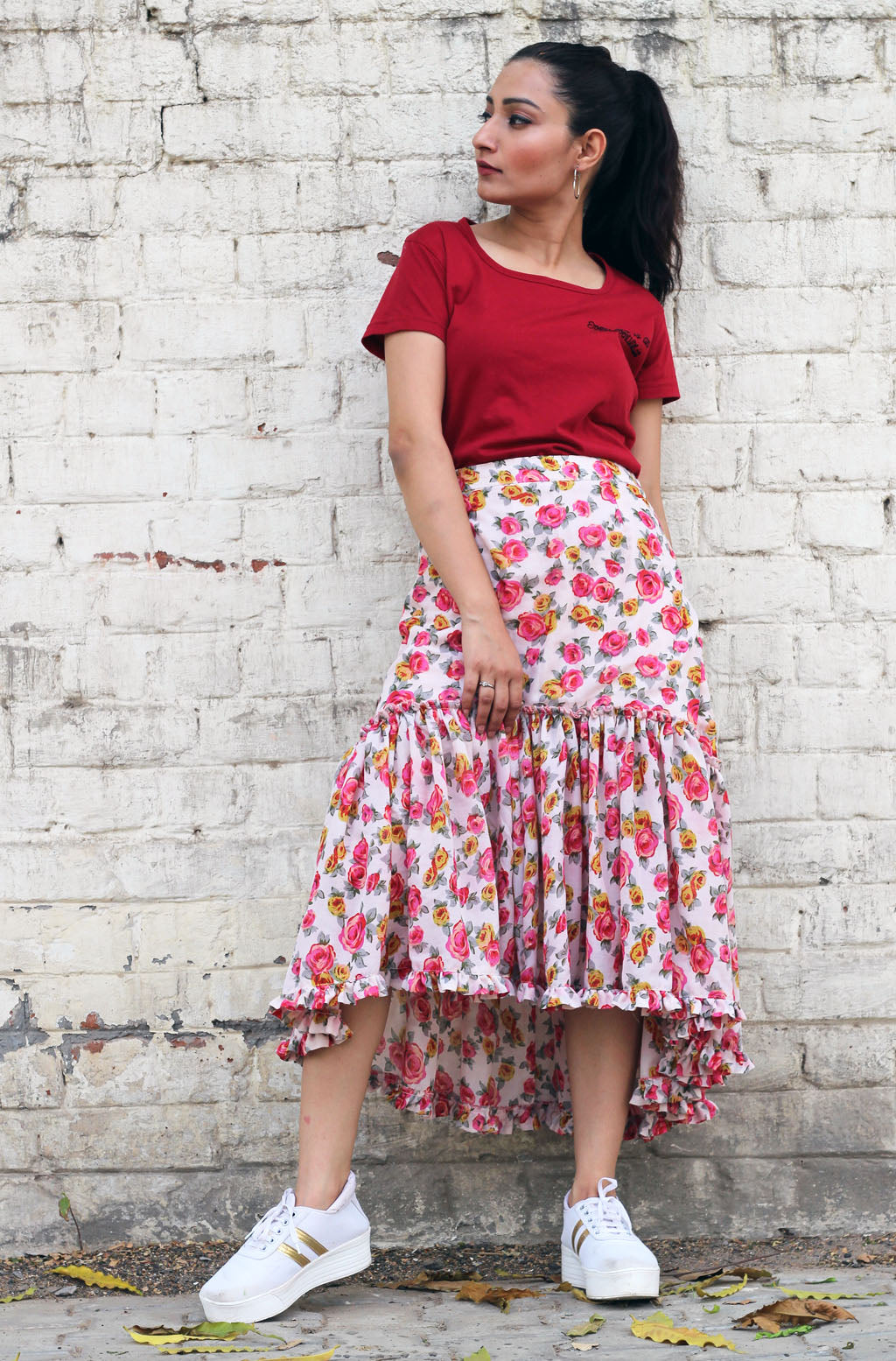 Fiorella Floral Printed Cotton Skirt