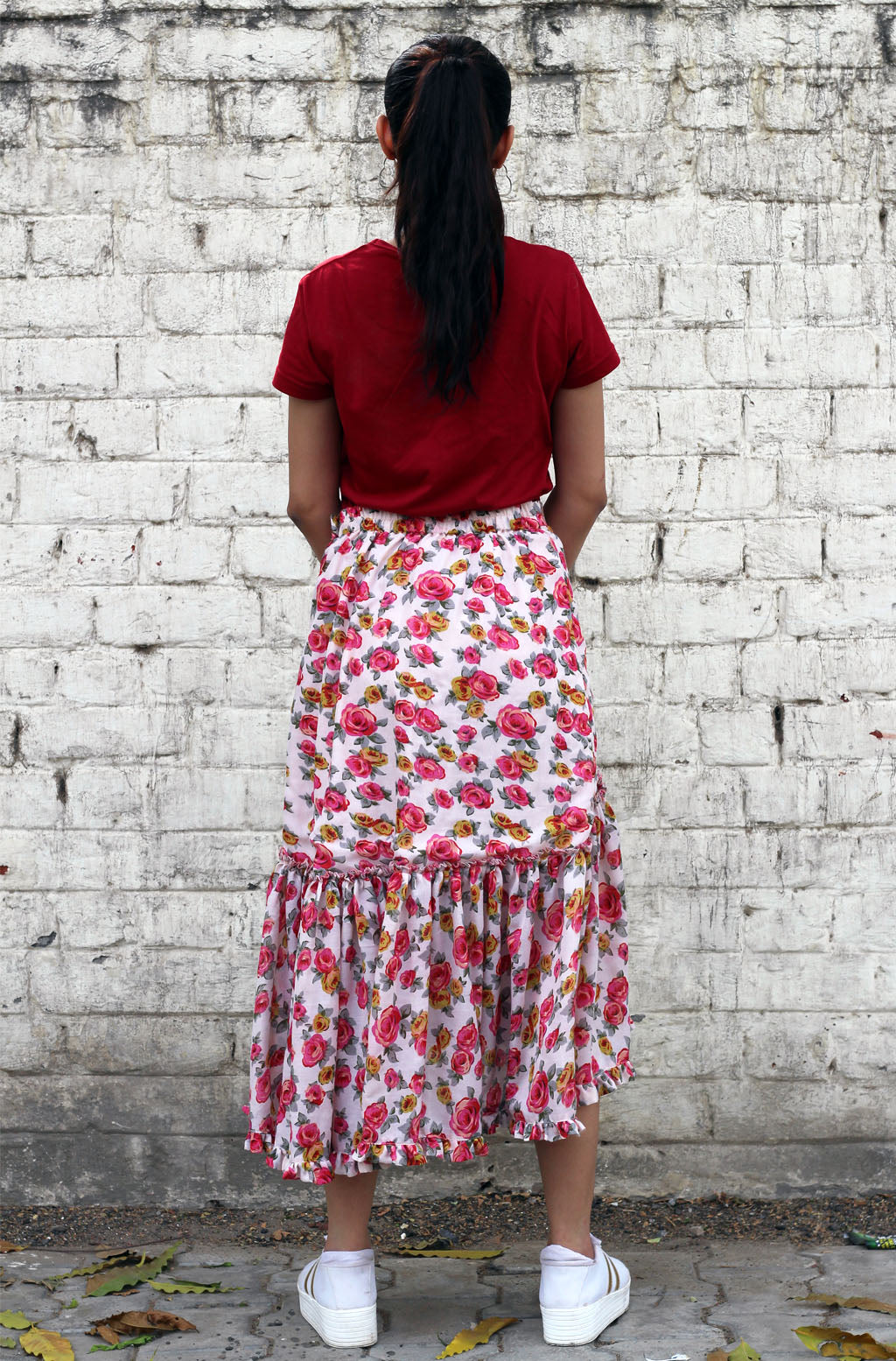 Fiorella Floral Printed Cotton Skirt