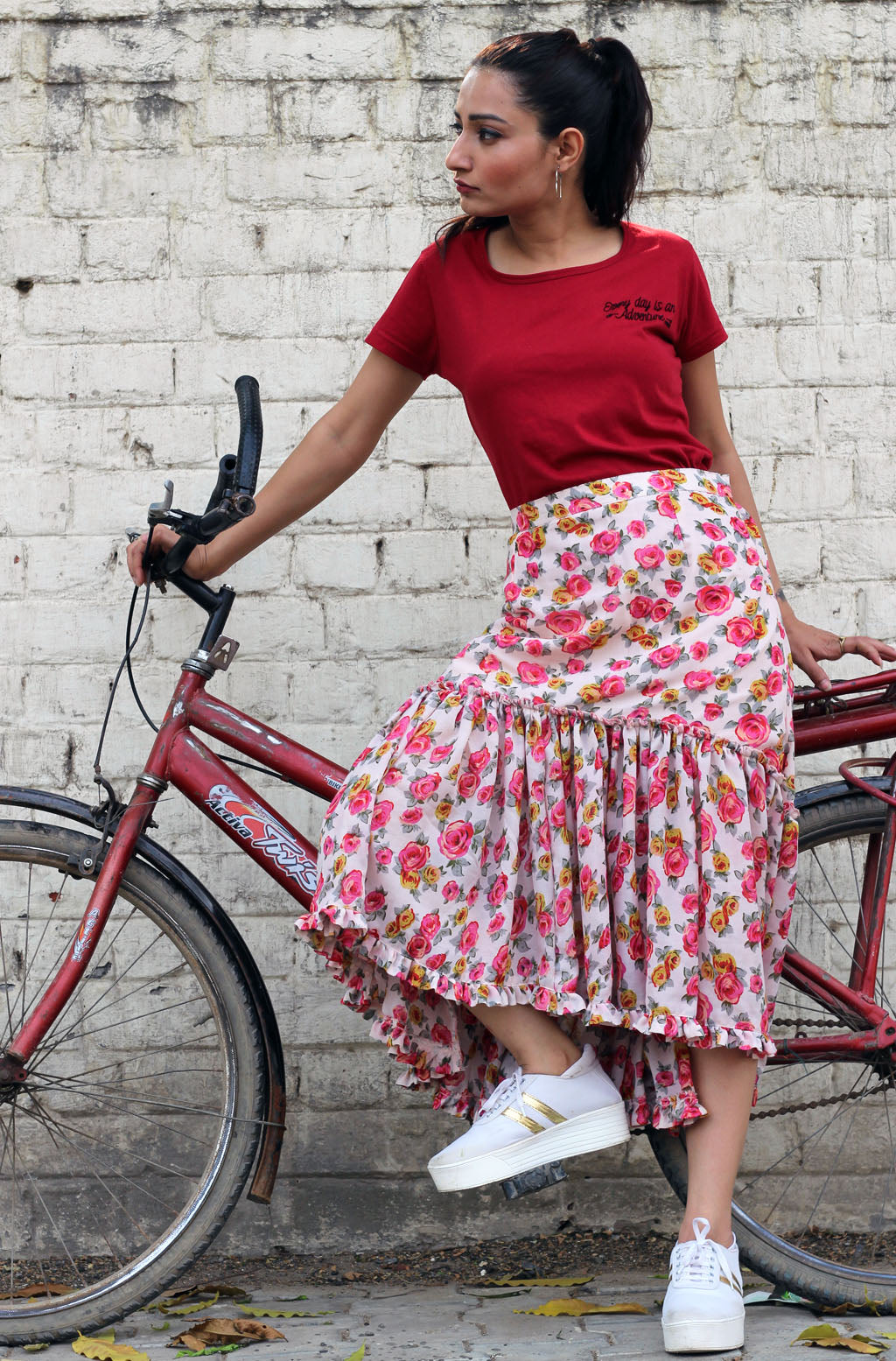 Fiorella Floral Printed Cotton Skirt