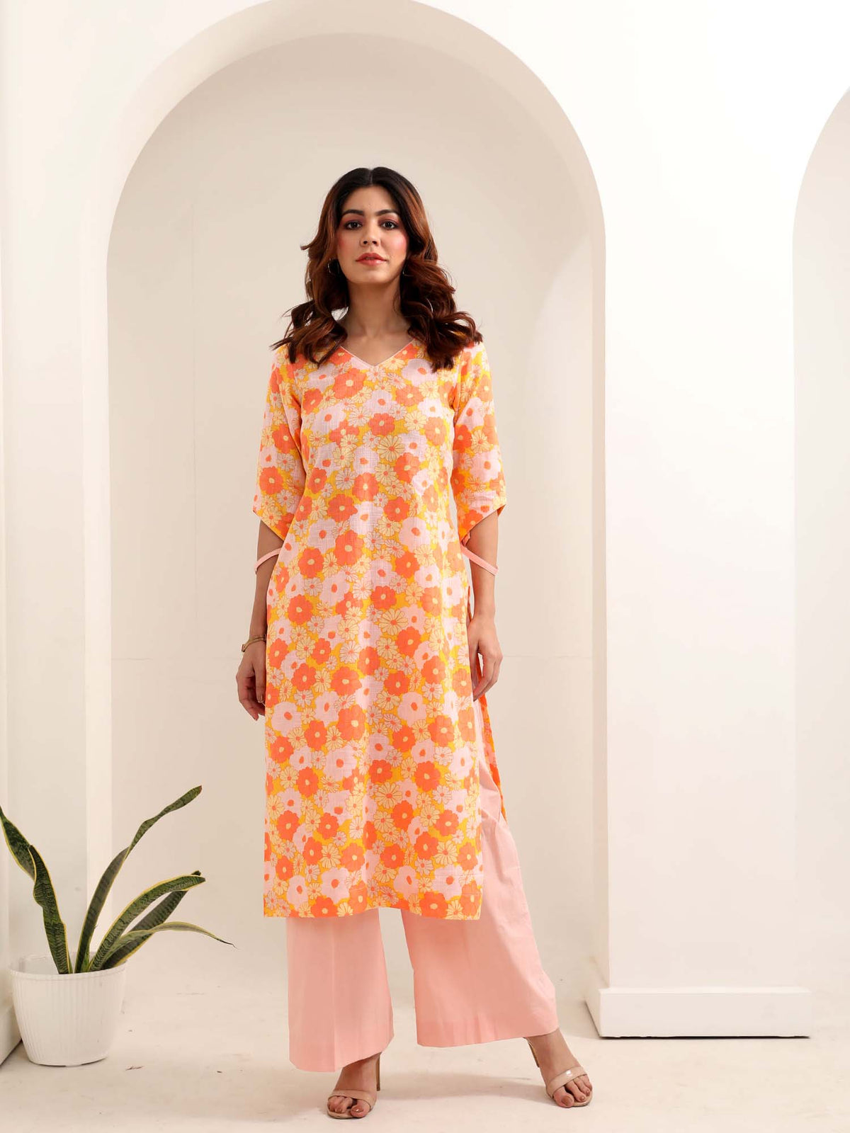 Phulvari Orange- Kurta pant set