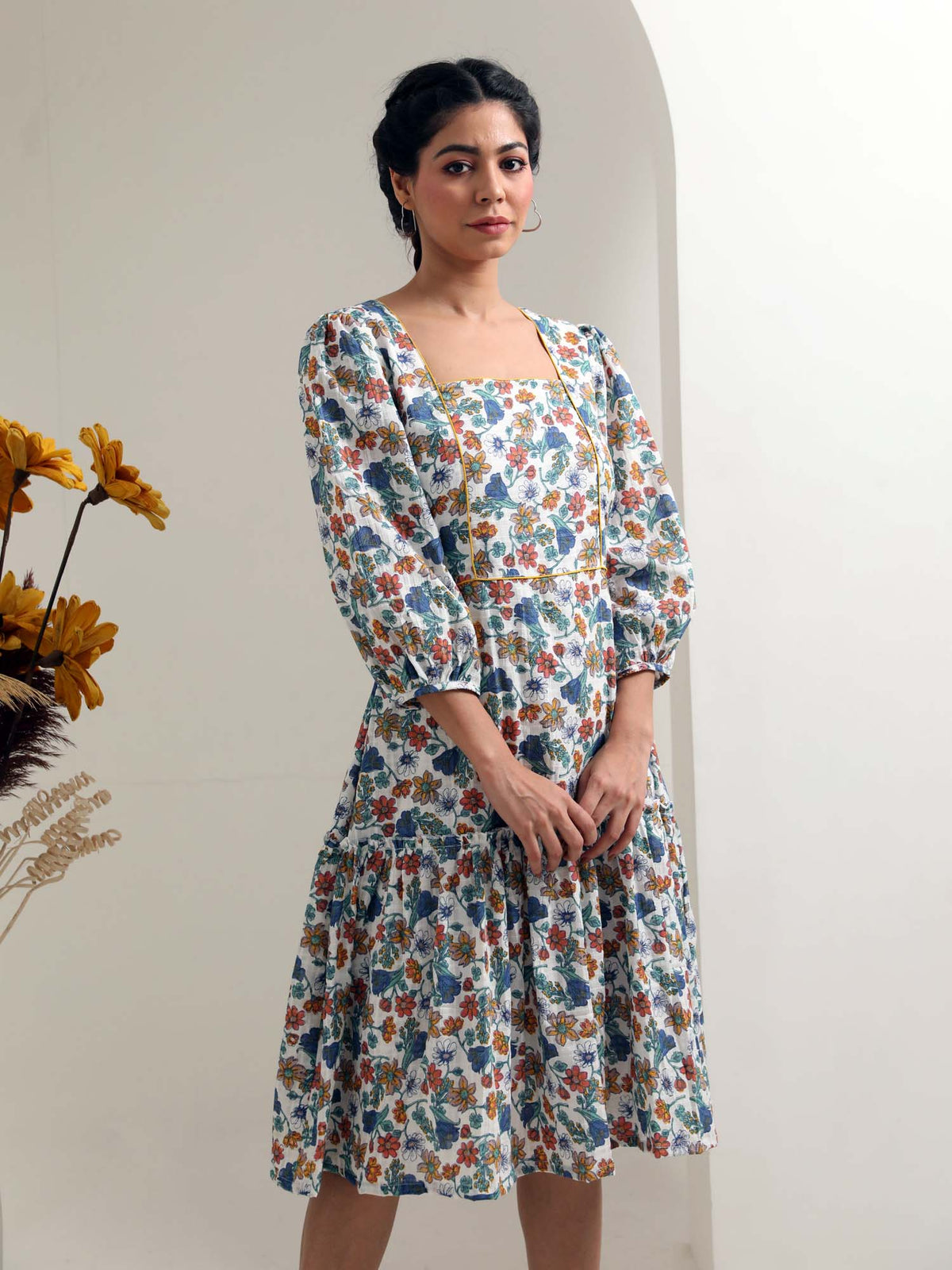 Valley of flowers- printed cotton dress