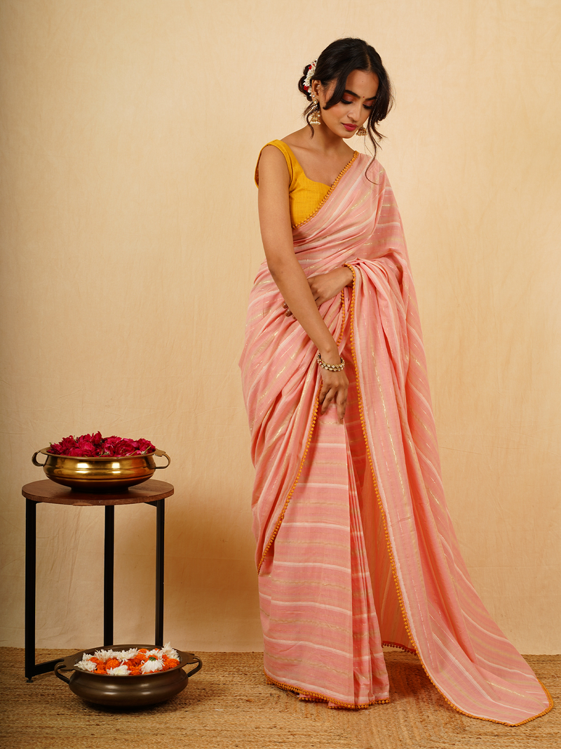 Pritha- Cotton Saree With Unstitched Blouse