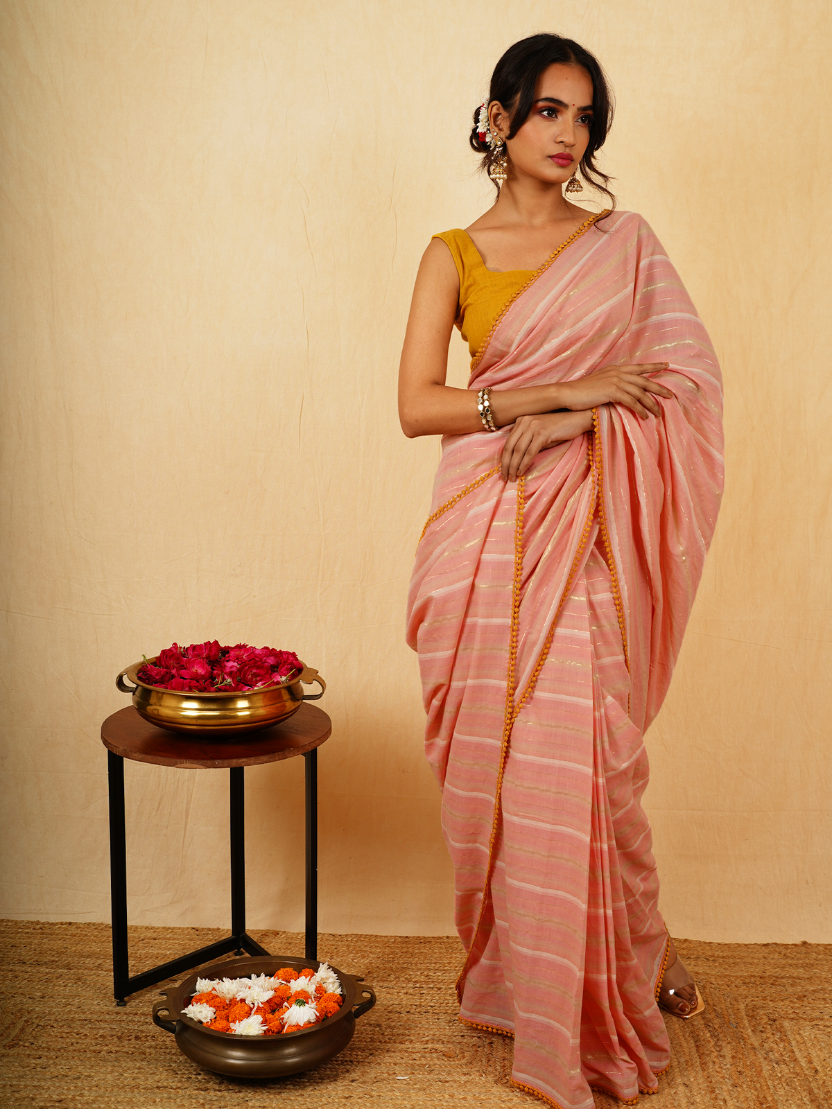 Pritha- Cotton Saree With Unstitched Blouse