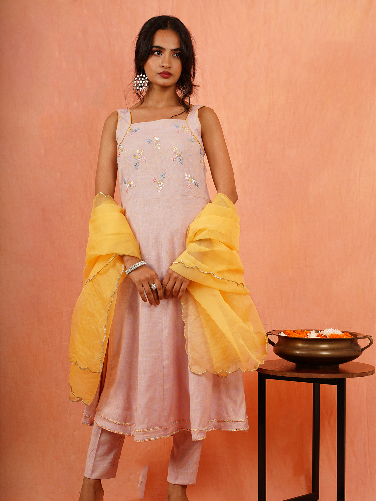 Vedam - Pink Hand Embroidered Suit Set
