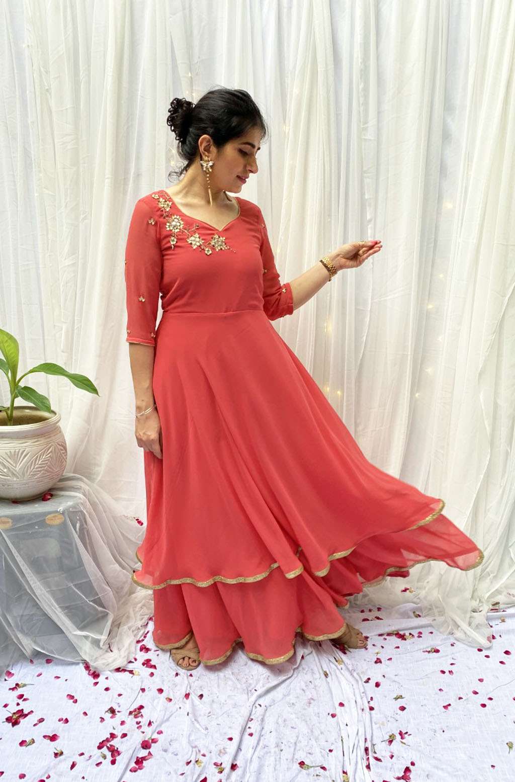 Avni Hand Embroidered Cotton Long Dress