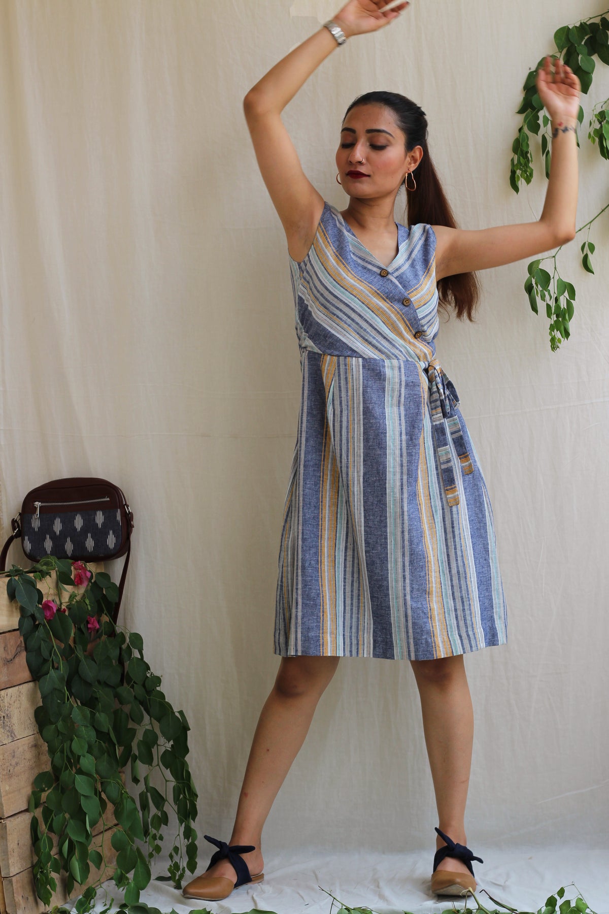 Moon Child linen Striped Dress