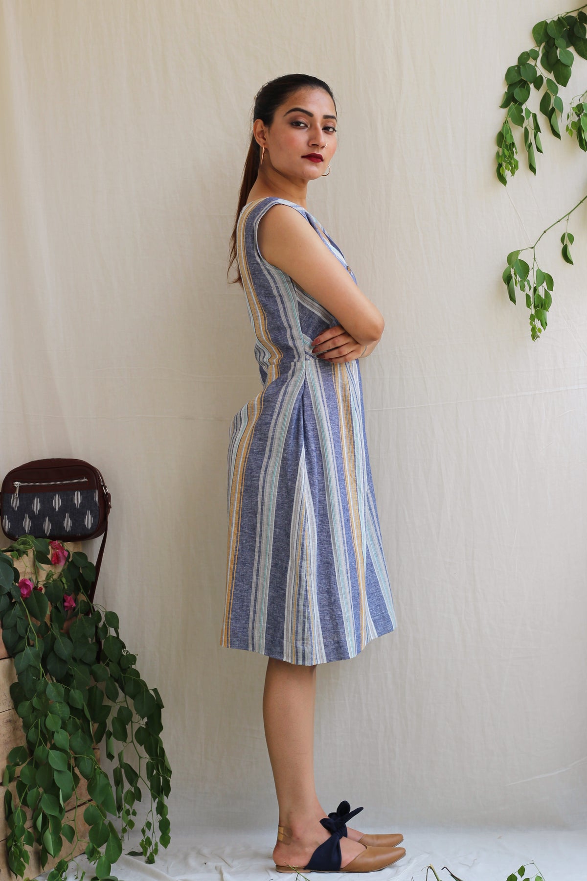 Moon Child linen Striped Dress