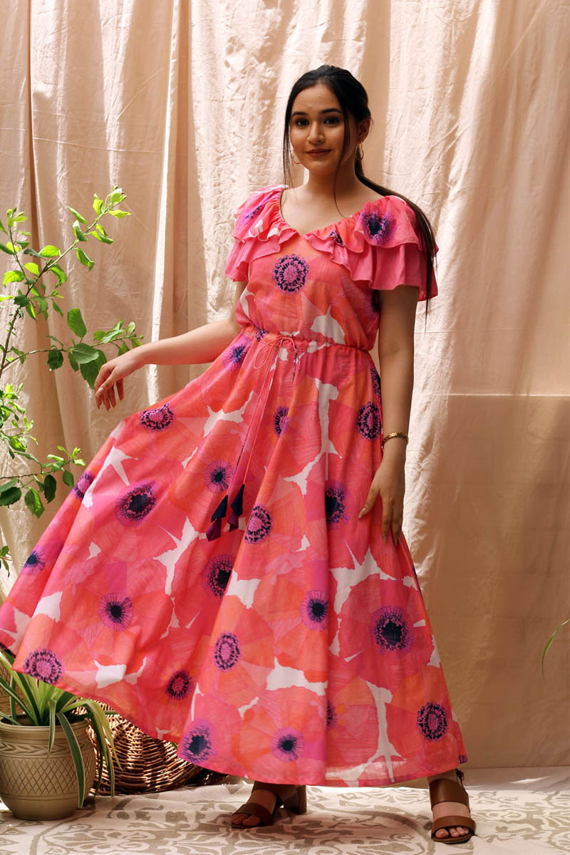 cotton floral print dress