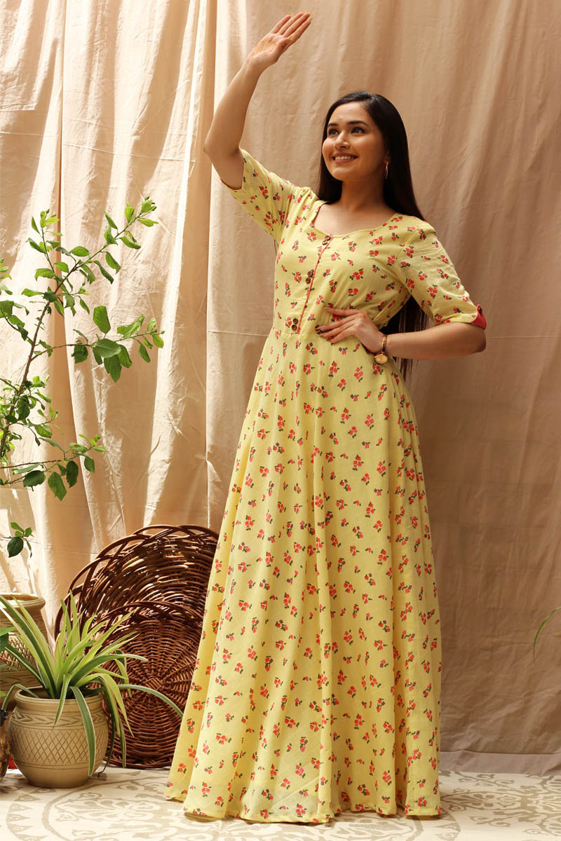 Canary floral printed long dress